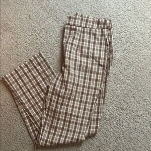 SHEIN Women's Plaid Chino Pants - Brown and Cream